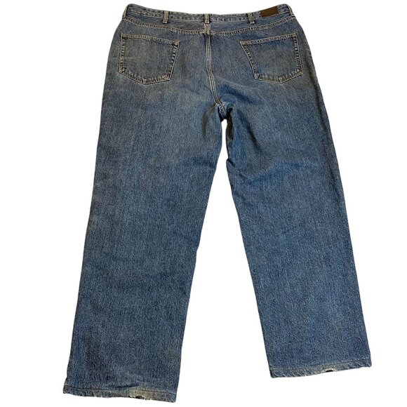 Lands' End Men's Fleece Lined Jeans 42x29 Relaxed Fit Plaid Lining - Picture 2 of 16